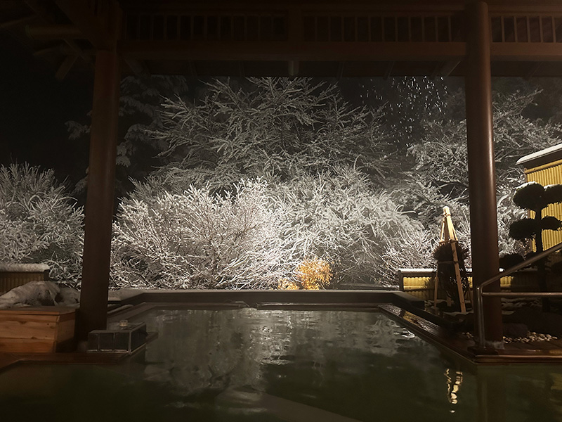 雪景色の露天風呂で愉しむプライベート温泉